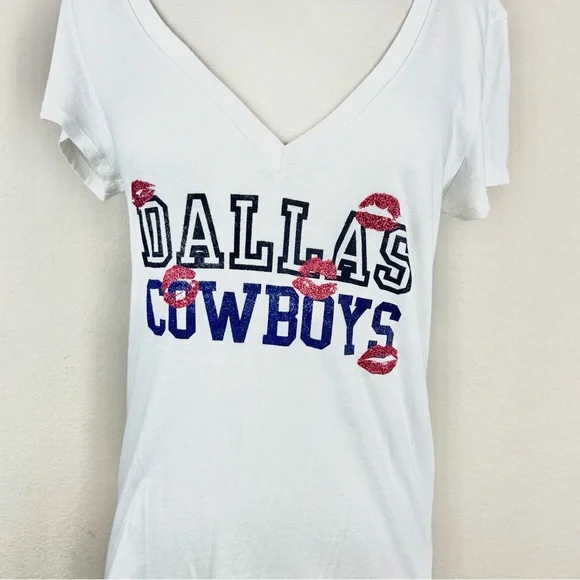 Pink Victoria Secret Dallas Cowboys White V-Neck Top - Picture 2 of 7